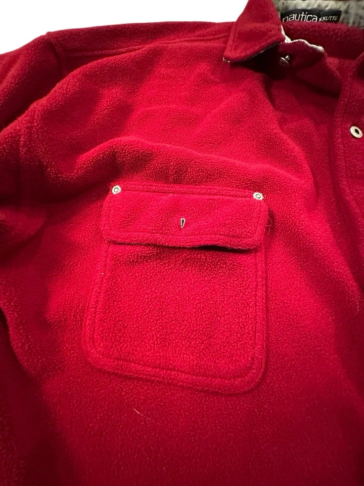 Camisa jeans Nautica jaqueta lã masculina tamanho 2XL bolsos vermelhos logotipo manga longa em excelente estado usado - Imagem 4 de 4