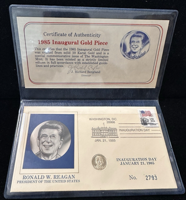 1981 Presidential Gold Piece Ronald Reagan 10k Deluxe COA #2793