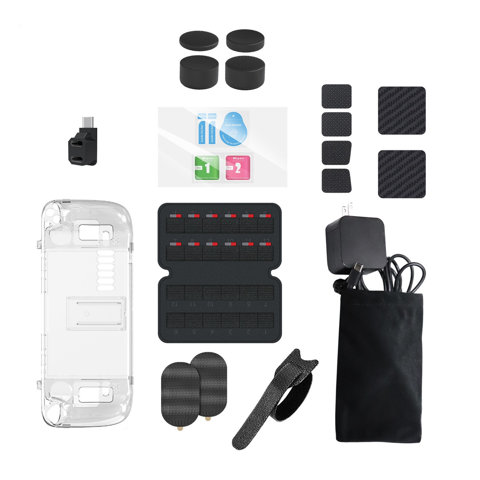 19X Crystal Case Screen Sticker Silicone Pad Tempered Film Bag For Steam Deck D