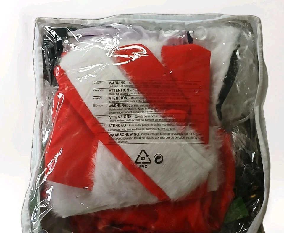 Vintage Rubie's Santa Suit Set 8pc Standard Size 40-48 Flannel Costume Set  - Image 2 of 4