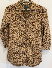 Lauren Ralph Lauren Sleep Shirt Nightgown Button Front Animal Soft Cotton L