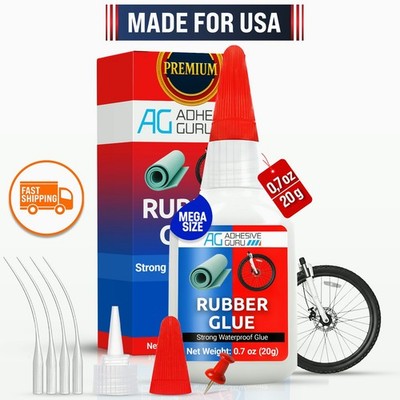 Adhesive Guru Rubber Glue (0.7 oz) - Heavy Duty Super Glue for Rubber,  Tires,