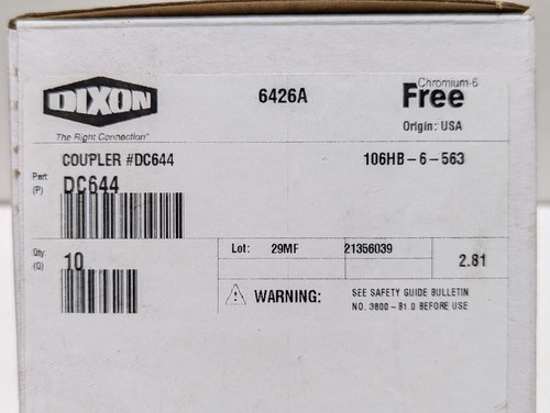 10 Dixon DC644 Air Chief Automotriz Neumático Conexión Rápida Acoplamiento 3/8" Barb - Imagen 5 de 5