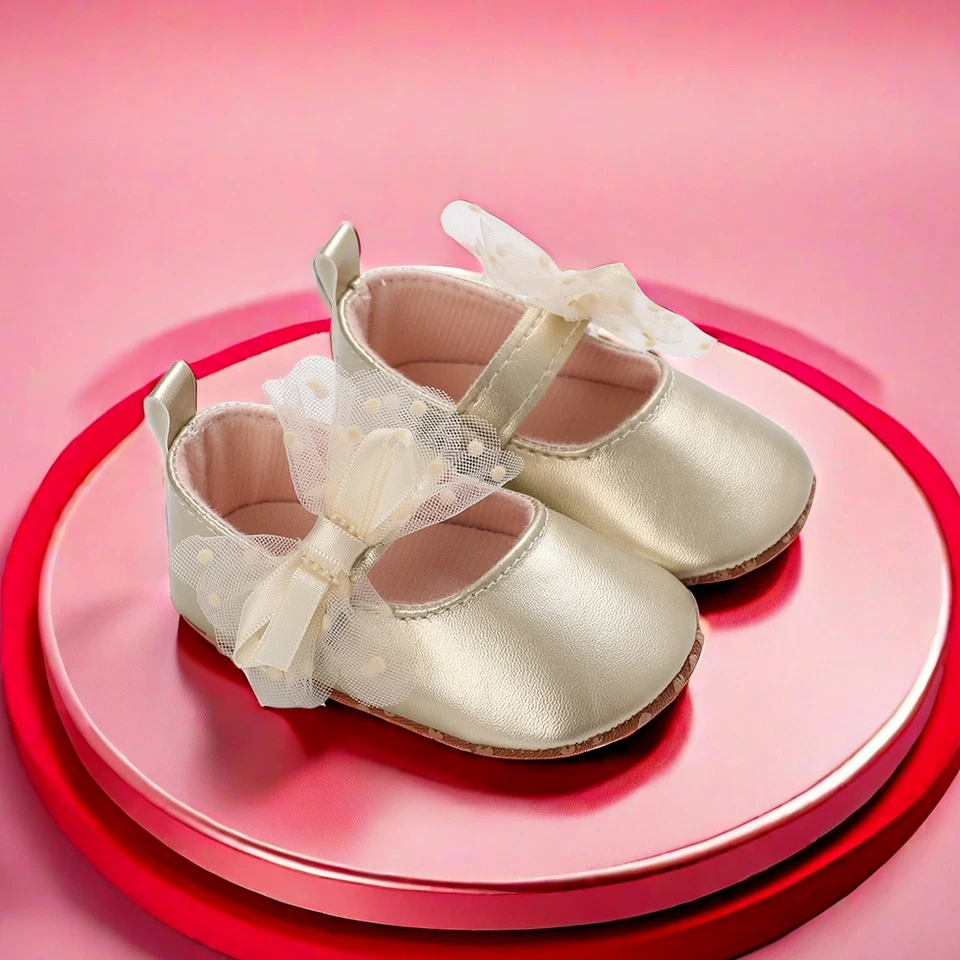 Infant Baby Girls Soft Sole Bowknot Princess Wedding Dress Mary Jane Flats - Image 3 of 4
