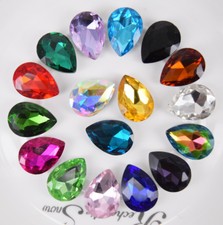 Size top bottom Coloured glass Crytal Teardrop Rhinestone Jewels Faceted Beads