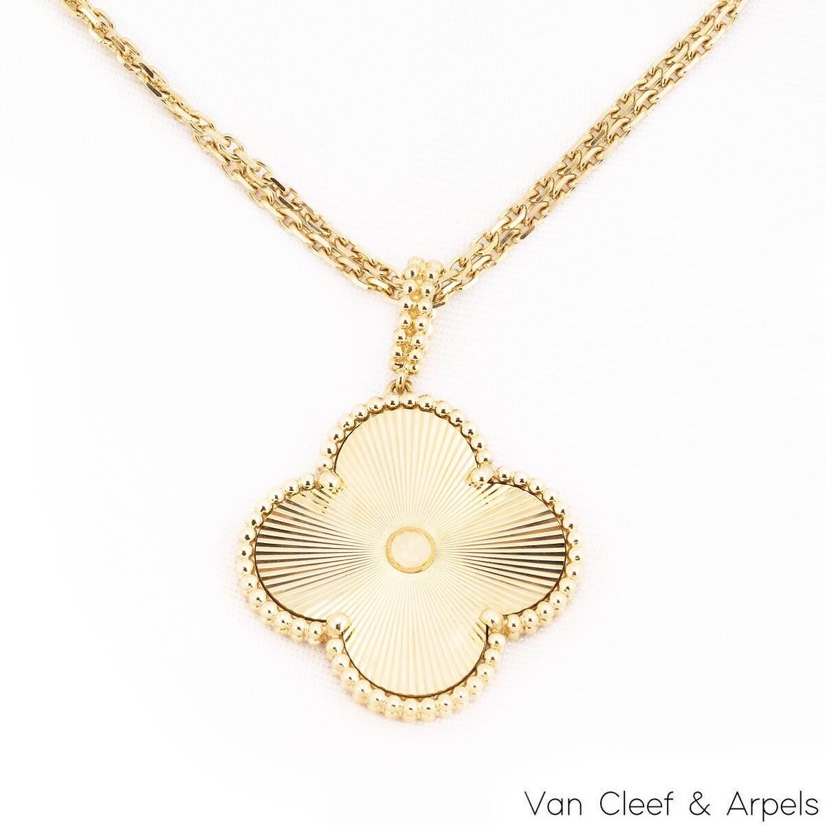 Van Cleef Arpels Yellow Gold Guilloche Magic Alhambra Necklace