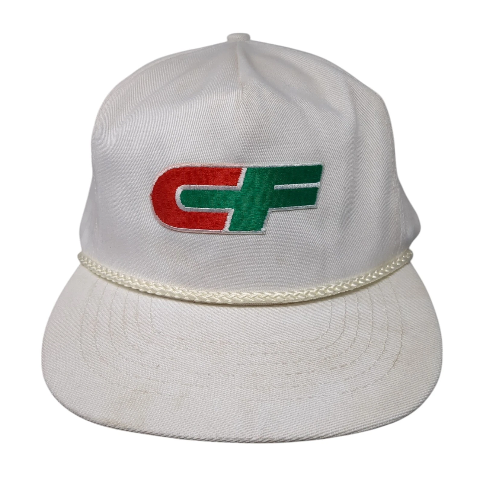 CF Slideback Hat White One Size Adjustable Embroidered Rope 6 Panel Otto
