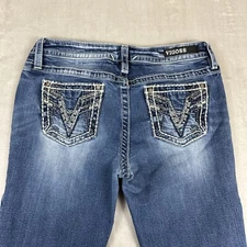 Vigoss Jeans Women's 6 Heritage Fit Boot Cut Blue Embroidered Med Wash 30x32