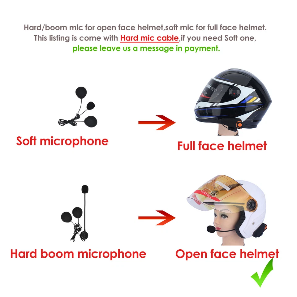 BT-S1/S2 Hard Cable Headset For 1000M Bluetooth Motorcycle Helmet Intercom - Imagen 2 de 4