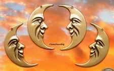 #0278 ANTIQUED GOLD CRESCENT MOONS LEFT + RIGHT's - 4 Pcs (2 Pair)