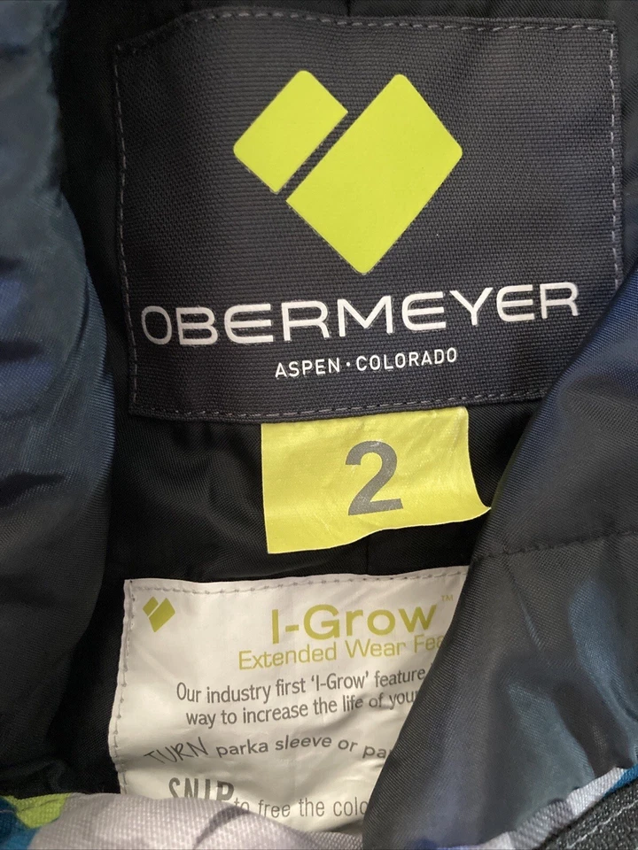 Pantalones de nieve Obermeyer Kids talla 2T camuflados neón I-Grow nailon aislados con tirantes Foto 2 de 3