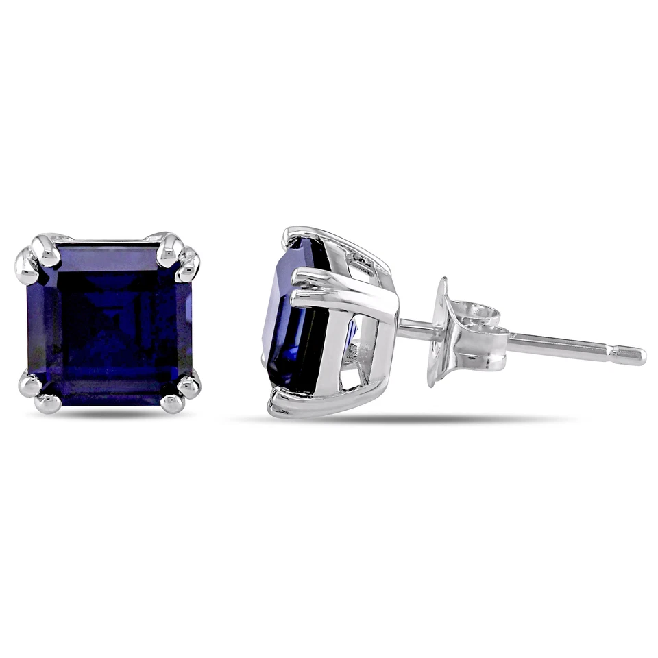 Amour 10k White Gold 2 Ct TGW Created Sapphire Stud Earrings