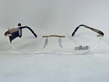 NEW Silhouette Blend 5555 CV 7630 Gold Navy Blue 52.15.135 Eyeglasses Frames