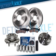 Front Disc Rotors Brake Pads Wheel Hubs + 12pc Lug Nuts w/key for Enclave Acadia