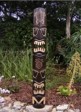 Tiki Hono Totem wood Mask Tropical Patio Bar Decor 60"x 6-7 in