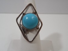 Old Renato Bous 950 Silver Blue Turquoise Ring Size 8 3/4 Weight 7.7 g