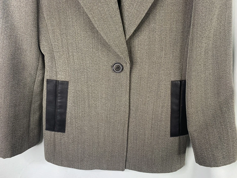 Blazer Emporio Armani Mujer Lana Virgen Botón Delantero Manga Larga Chaqueta Talla 10 Foto 3 de 4