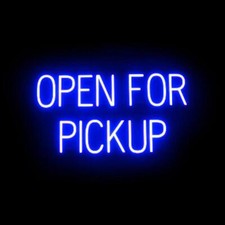 SpellBrite OPEN FOR PICKUP Sign  Neon Sign Look, LED Light  29.3" x 15.0"
