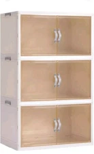 3 Pack - Collapsible Storage Cabinet - Foldable Storage Bins with Doors - 96 QT