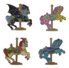 Kingdom Carousel Horse Complete 4 Pin Set Specific Disney Park Trading Pins New