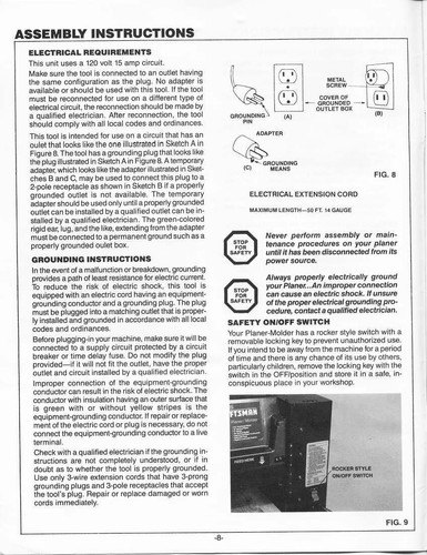 Planer-Molder & Stand Owners Instruction Maint Manual Fits Craftsman 306.233810 - Picture 3 of 16