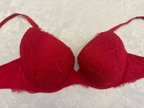 Victoria’s Secret Dream Angels Bra Lined Perfect Coverage Red Lace Size 32DD - Picture 5 of 8