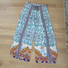 Johnny Was Boho Easy Pant Floral Wide Leg Viscose Pants Elastic waist-M-NWOT