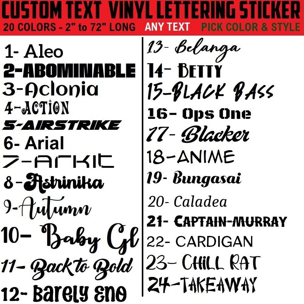 Custom Text Vinyl Lettering Sticker Decal Personalized -ANY TEXT - ANY NAME - [2