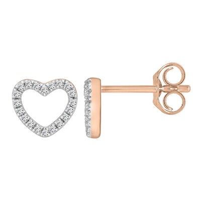 18 Karat Roségold Herz natürlicher Diamant Ohrstecker 0,12 Karat