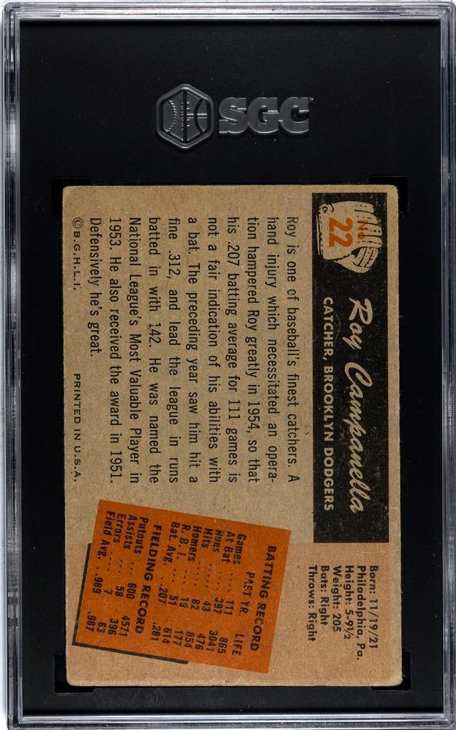 1955 BOWMAN BASEBALL ROY CAMPANELLA #22 SGC 2 GD | eBay