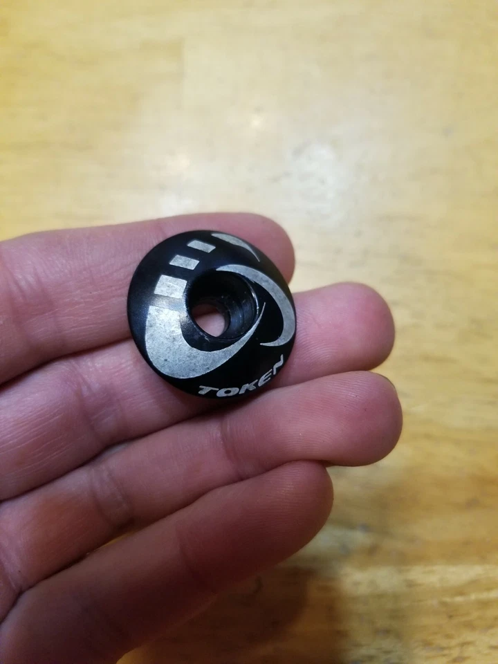 Token 1" Bicycle Bike Headset Stem Top Cap 1 Inch Black Vintage - Image 2 of 2