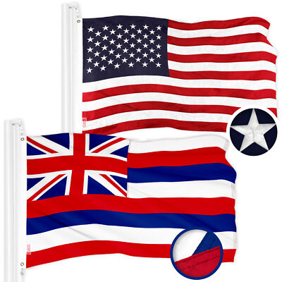 NEW G128 Hawaii Flag and American Flag Set 3x5 FT Embroidered Polyester
