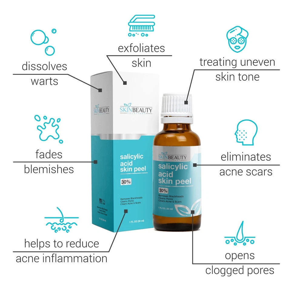 SALICYLIC ACID Skin Cosmetic Peel -Acne Wrinkles Dull Clogged Pores Wart Remover - Image 2 of 4