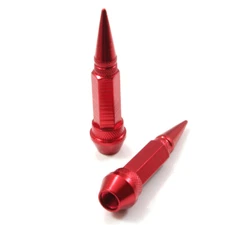2 Red Aluminum Metal Long Spike Wheel/Tire Valve Stem Bike-Motorcycle Air Caps