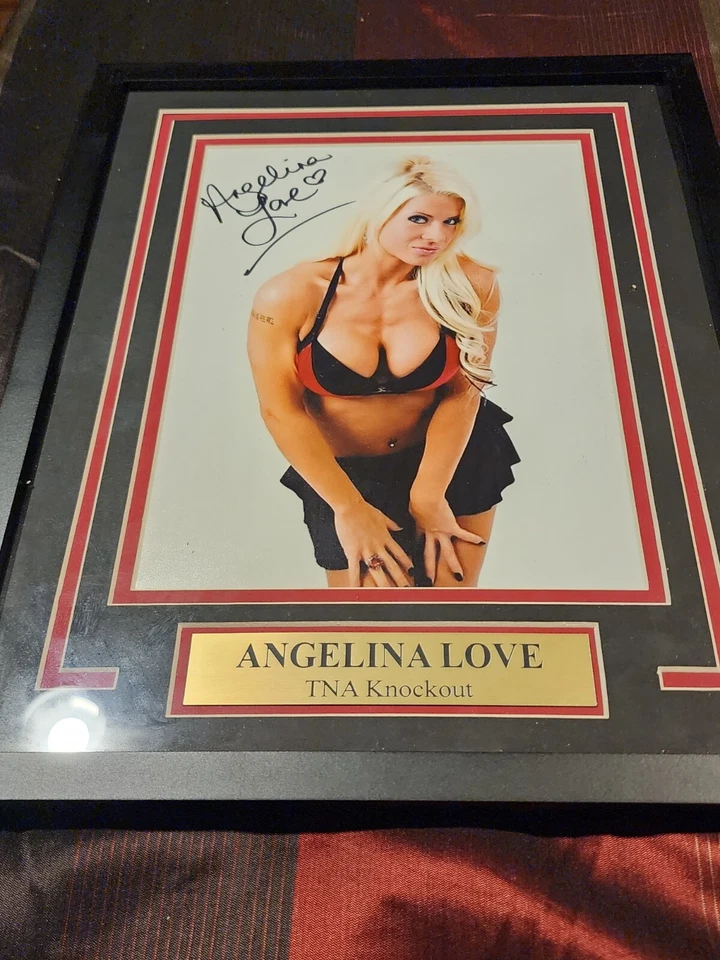 Certificado de autenticidad foto Tna Knockout Angelina Love autografiado enmarcado color 11x14 Foto 2 de 3