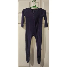 Kyte Baby Footed Sleeper 12-18M Eggplant Bamboo Zip Pajamas Wear Flaws