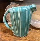 McCoy Green Glossy Ceramic Art Deco Pitcher 1 pt 7in H USA 1940s
