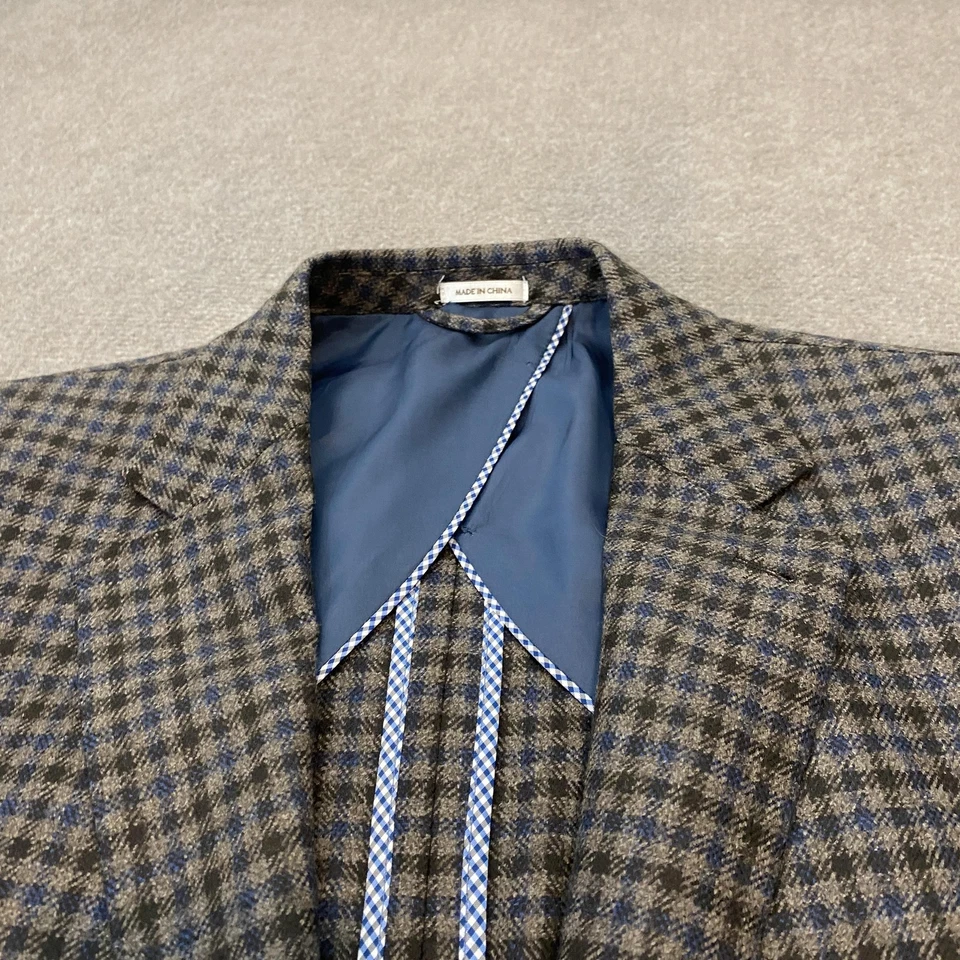 Peter Millar Blazer мужской большой серый синий чек 100% шерсти Sport пальто куртка - Изображение 2 из 4