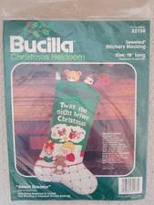 Vintage Bucilla Felt Christmas Stocking Kit 82138 - Sweet Dreams