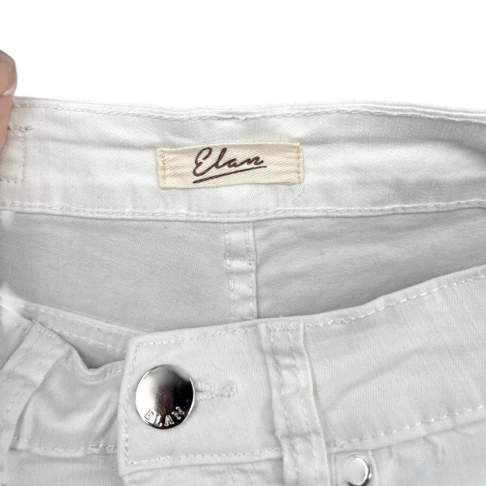 Elan White Distressed High Waisted Frayed Hem Denim Shorts Womens Small - Image 3 of 4