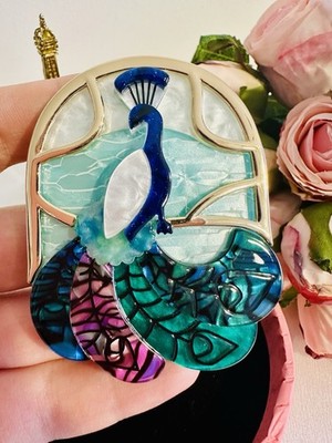   Erstwilder Brosche Pfau blau irisierend Vintage selten Outlet Unikat nicht auffindbar
