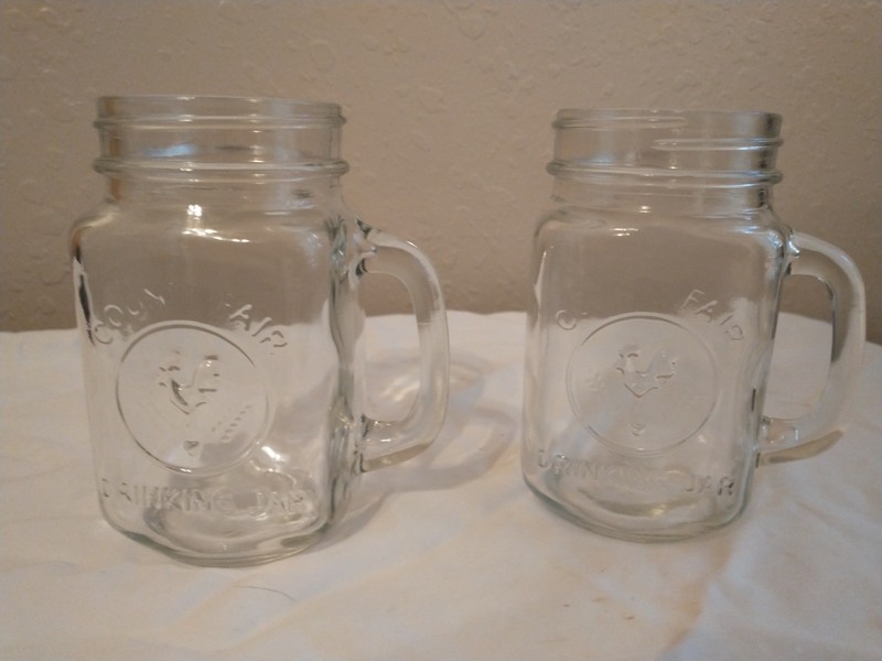 16.5 oz. Clear Drinking Jars with Handles - Dishwasher Safe -