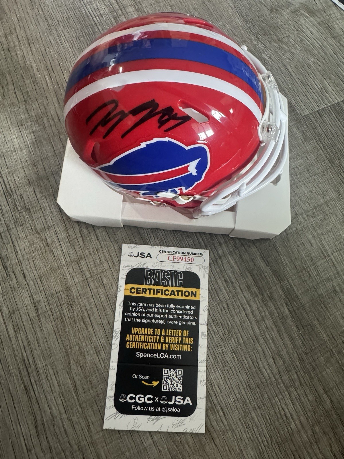 Joey Bosa Autographed Signed Buffalo Bills Red Throwback Speed Mini Helmet JSA 