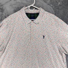 William Murray Golf Men's X-Large Polo Shirt White Multi Color Flag Print