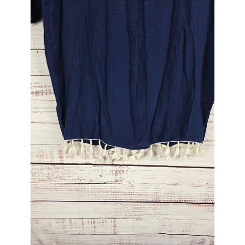 Kona Sol Swimsuit Cover Up XL Womens Blue Sheer Long Sleeve V Neck Pullover - Picture 7 of 7
