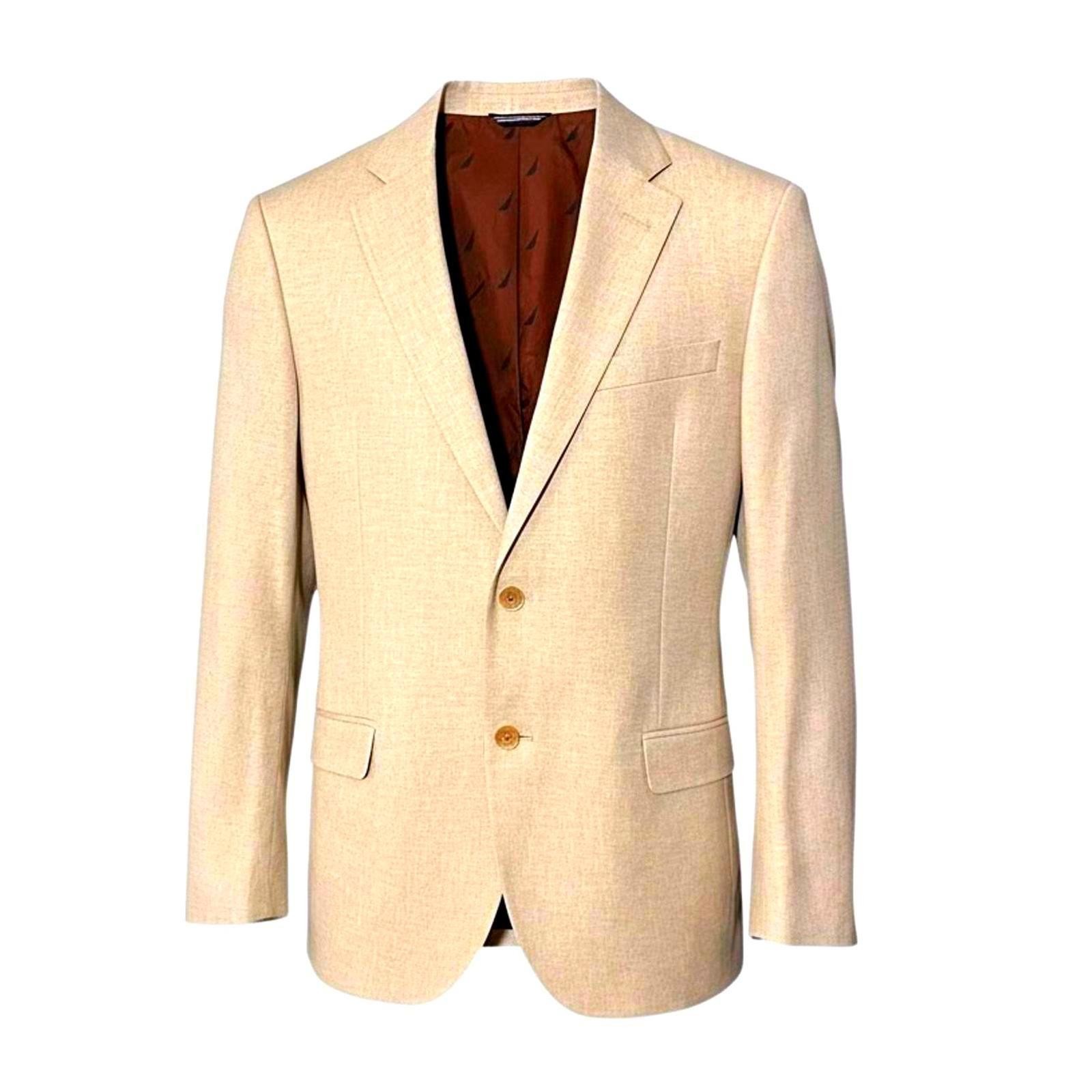 NAUTICA Mens 40R Modern Fit Beige Blazer Jacket 2-Button Sport Coat - Lined