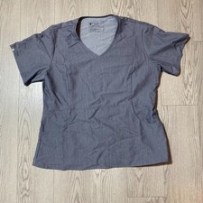 FIGS Technical Collection Grey Scrub Top Women  s Size L Solid Medical
