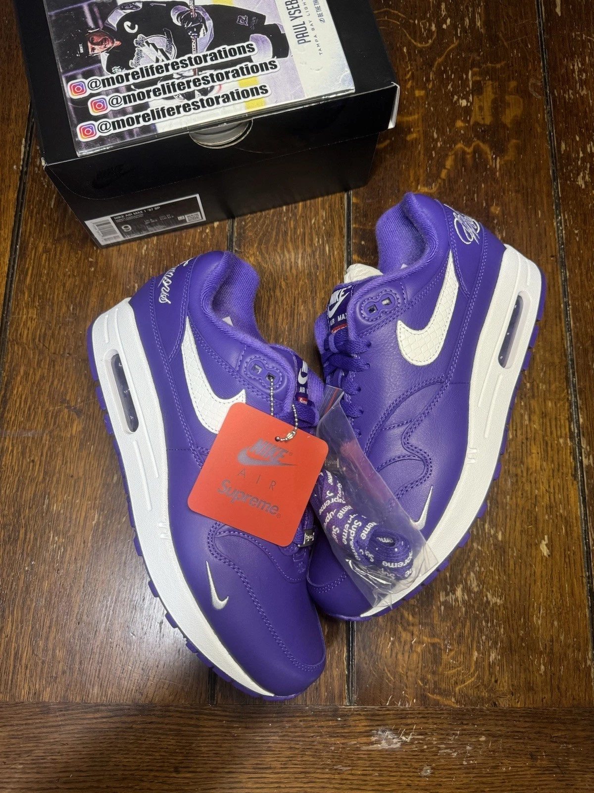 Taille 9   Nike Supreme x Air Max 1 '87 SP Varsity Violet Neuf avec boite
