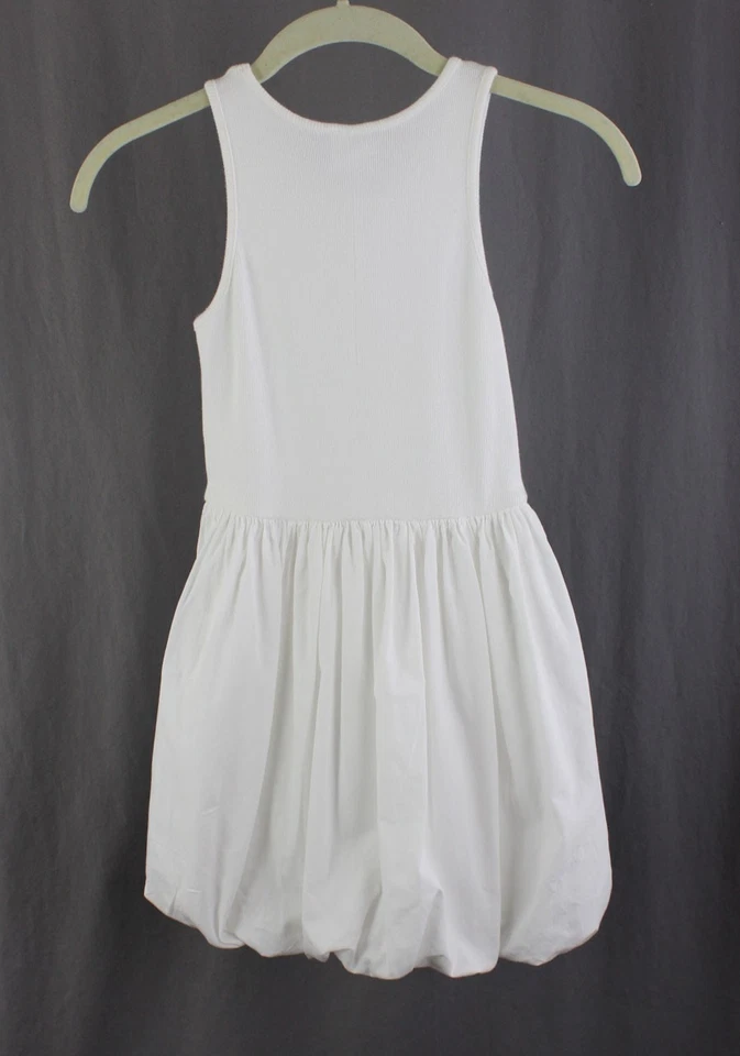 Zara Girls White Cotton Round Neck Sleeveless Bubble Hem Dress Size 9 - Image 2 of 4