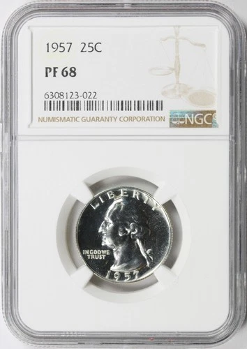 1957 Proof Washington Quarter 25c NGC PF68 Blast White
